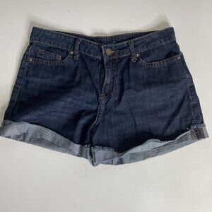 Calvin Klein Jeans Shorts Womens 26 Blue Dark Wash Raw Cuffed Hem Mid Rise